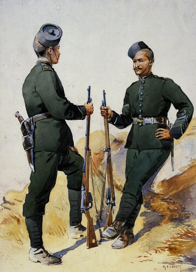Soldiers of the 39th Garwhal Rifles, Garwhalis, illustration for 